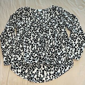 Women’s Leopard Print Long Sleeve Dress Shirt 100% Polyester